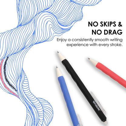 Grabie Erasable Gel Pens, Medium Point 0.7 mm Erasable Pens, Make Mistakes Disappear for Drawing Writing Planner, Pack of 6, Black/Blue/Red