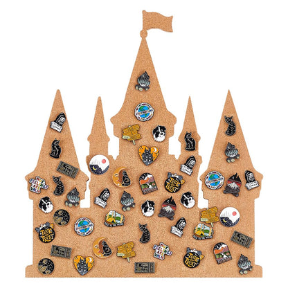 BENECREAT Castle Pin Board Cork Board, 14.2x11.8inch Bulletin Display Board Brooch Jewelry Display Cork Tray for Brooch Pin Collection Display, Office Home and School Decor
