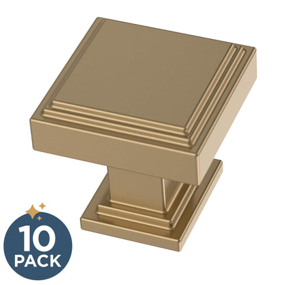 Franklin Brass 10 Pack Champagne Bronze Gold Cabinet Knobs 1 inch (25mm) Kitchen Cabinet Handles and Drawer Knobs for Cupboards, Dressers, Furniture, Bathroom Vanity |Stepped