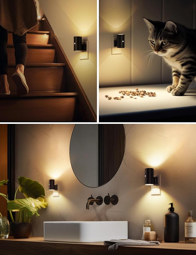 L LOHAS LED Motion Sensor Night Light, Dimmable Night Lights Plug into Wall, Plug in Nightlight, Motion Sensor Light Indoor for Bathroom Hallway Bedroom Stairs Kids Elderly [3000K,2 Pack]