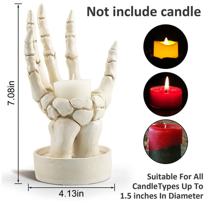 Halloween Decorations Indoor Skeleton Hand Ring Holder Tealight Candle Holder for Gothic Table Decor Jewelry and Earring Organizer White