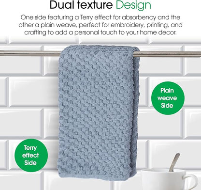 DG Collections Premium Dish Towels for Kitchen, 8 Pack, 15x25 Inch - 100% Cotton Kitchen Towels with Hanging Loop, Highly Absorbent, 400 GSM Bar Mop Cleaning Towels - Smoke Grey