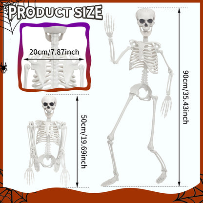 SHOCOSTO Skeleton Halloween Decor,3Ft Life Size Skeleton Full Body Plastic Human Bones for Halloween Decoration