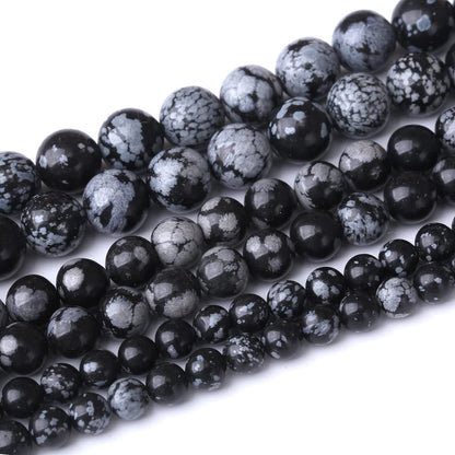 90PCS 4MM Snowflake Obsidian Stone Beads Natural Gemstone Bead Crystal Healing Energy Jewelry Making DIY 19 inches