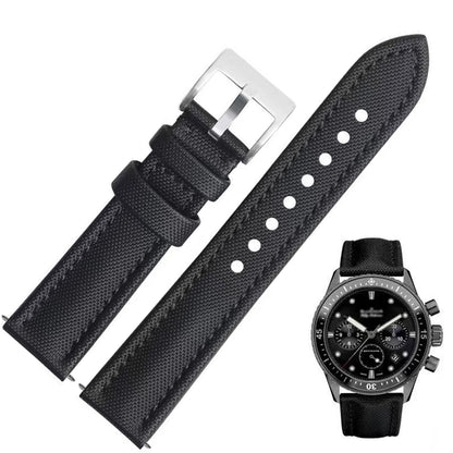 Aoeiwv Nylon Leather Watch Band Quick Release Waterproof Resistant Oxford Fabric Durable Hybrid Premium Nylon Fiber Genuine Leather Universal Replacement Strap 18mm 19mm 20mm 21mm 22mm for Men Women