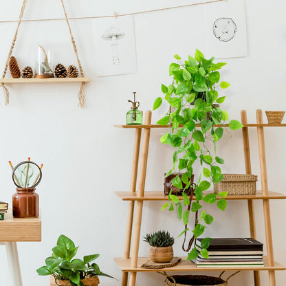 LOYWREE 3 Pack Small Artificial Hanging Plants with Faux Ivy Vine and Hanging Pothos 39Inch Fake Plant Realistic Greenery for Shelf Decor in Home, Office, Indoor & Outdoor Gardens
