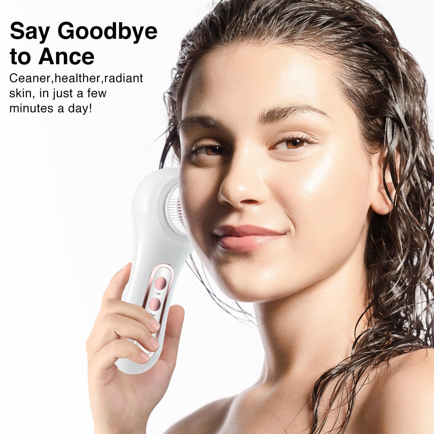 Face Scrubber Exfoliator,Facial Cleansing Brush Rechargeable IPX7 Waterproof with 5 Brush Heads,Electric Face Spin Brush for Exfoliating, Massaging and Deep Cleansing