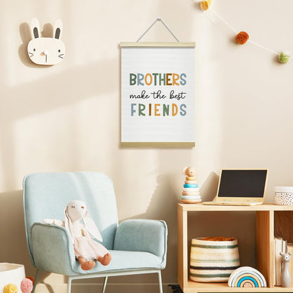 Nopoben Brothers Poster Hanger Frame - Brothers Make the Best Friends, Kids Room Wall Art With Wooden Poster Hanger, Boys Bedroom Playroom Game Room Decor(12x16 Inches)-04