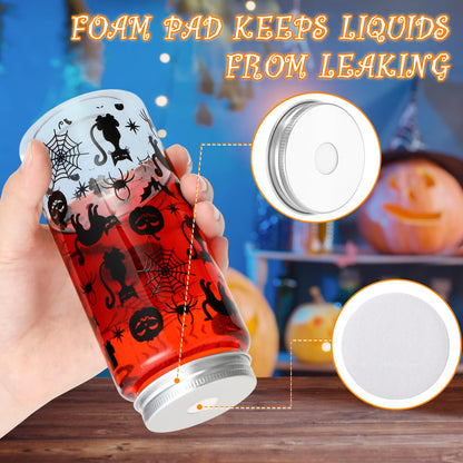 Pickmesh 48 Pcs Halloween Cups 13.5 oz Ghost Spooky Plastic Cups with Lids and Straws Bulk for Halloween Party Supplies Pumpkin Skinny Drinking Tumblers Mugs Gifts for Women
