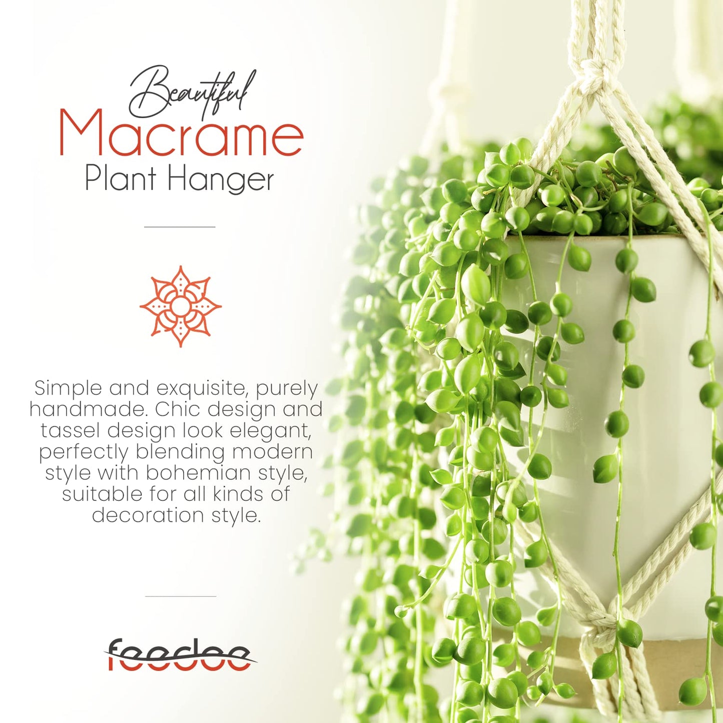 feedee Macrame Plant Hangers Indoor Macrame Hanging Planters for Indoor Plants, 6 Pack Hanging Plant Holders Indoor Hanging, Macromay Plant Hangers for Indoor Plant Hanger, Outdoor Flower Pots Holder