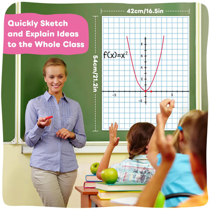 PraxiKidy Magnetic Graph Grid Paper,21.3" x 16.5" Dry Erase Chart Paper for Whiteboard Homeschool Essentials Teacher Must Haves,Math Classroom Teaching Supplies