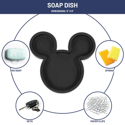 Jay Franco Disney Mickey Mouse Soap Dish - Black Resin Sponge Holder/Jewelry Dish - Bathroom Décor