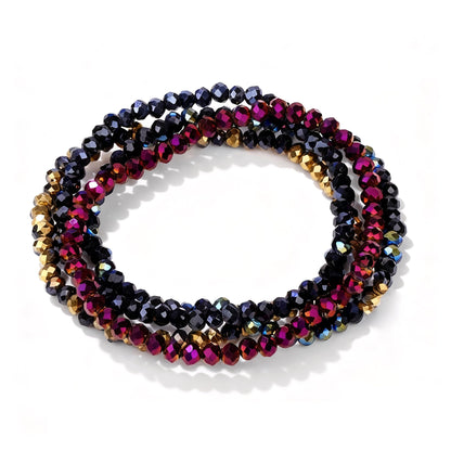 Lubrifico Boho Crystal Bracelet Set of 4pcs/set,4mm Beads Stackable Layering Stretch Bracelets for Women(black)