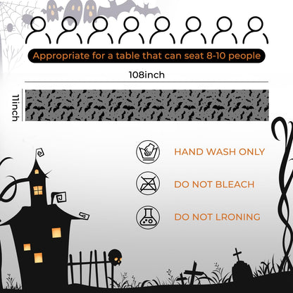 Yonuni Halloween Table Runner, Black Bat Table Runners for Halloween Decor/Party Dinner Table Decoration