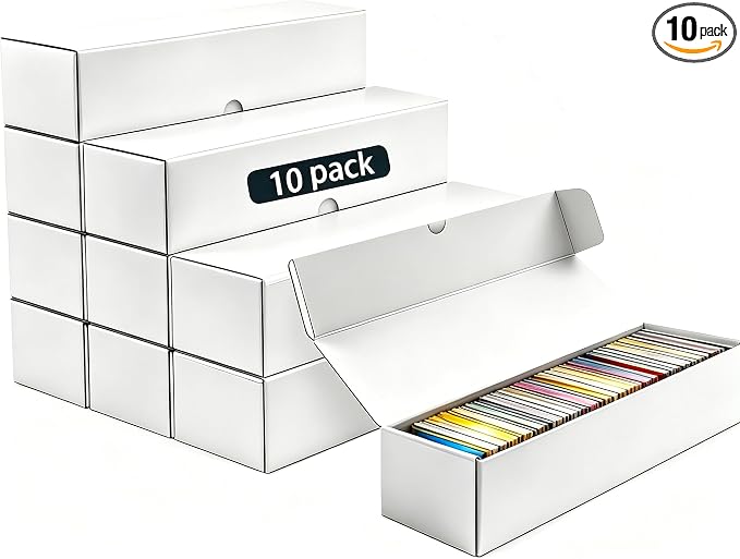 Trading Card Storage Box 10-Pack, 1000 Count Heavy Duty Corrugated Cardboard Box - Bulk Organizer for TCG, MTG,Sports & Collectible Cards, 12.8 INCH Horizontal