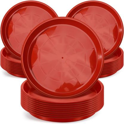 Sawysine 30 Pack Plastic Plant Saucer Round Drip Trays Red Flower Pot Saucers Thick Plant Dish Sturdy Water Tray Heavy Drainage Potted Container for Indoor Outdoor Garden(12 Inches)