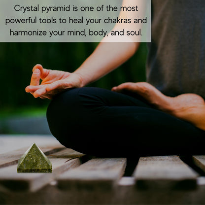 Amazing Gemstone Vesuvianite Pyramid Crystal Healing Stones - 1" Great Pyramid Figurine of Natural Stone Pyramid for Meditation, Reiki, Chakra Balancing and Crystal Pyramids Grid