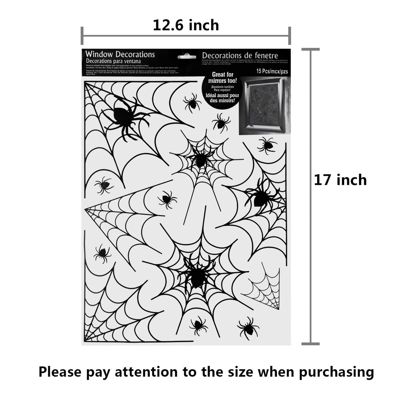 5 Sheets Halloween Window Stickers Wall Decoration Set Spider Web Design Window Clings for Halloween Party Supplies, 70 Pieces