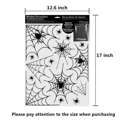 5 Sheets Halloween Window Stickers Wall Decoration Set Spider Web Design Window Clings for Halloween Party Supplies, 70 Pieces