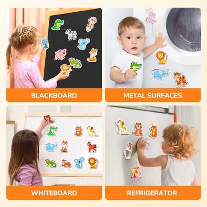 JoyCat Wooden Magnets for Kids – 26 Cute A-Z Animals Fridge Magnets for Toddlers, Large Magnetic Animal Refrigerator Toys, Fun Educational Learning Gifts for Toddlers 2 3 4 5 Years Old