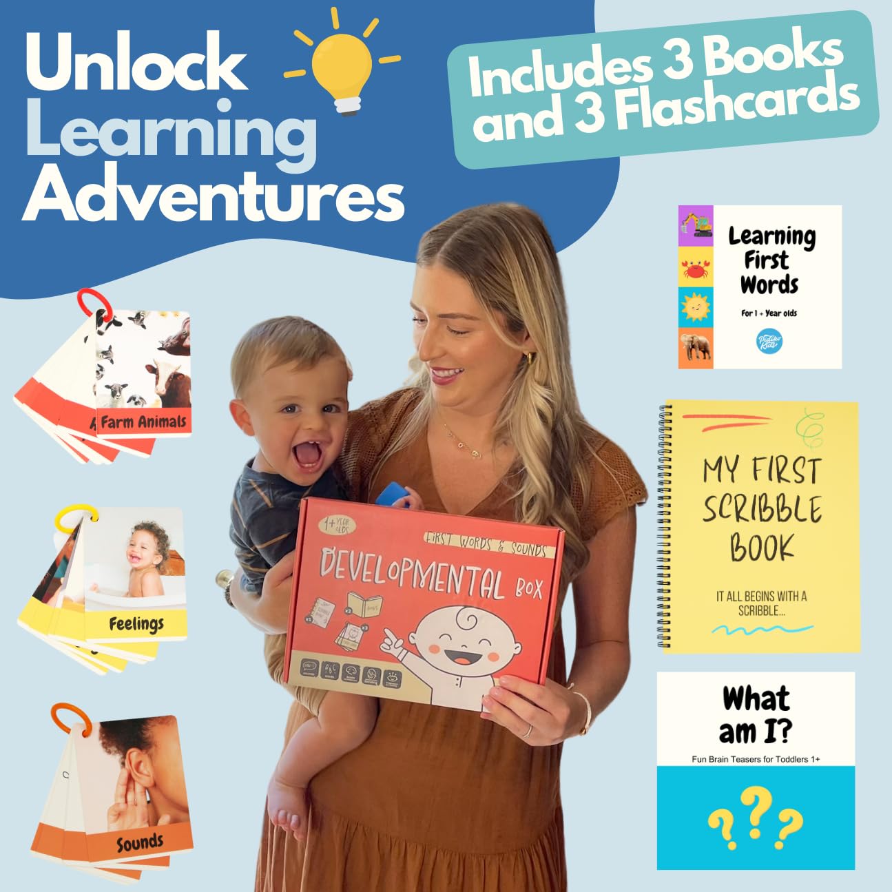 Speech Therapy Materials & Learning Toys for 1-2 Year Old, Preschool Learning Activities with Phonic Baby Flash Cards for 12 to 18 Months, Montessori Toys, First Words & Board Books by Pidoko Kids