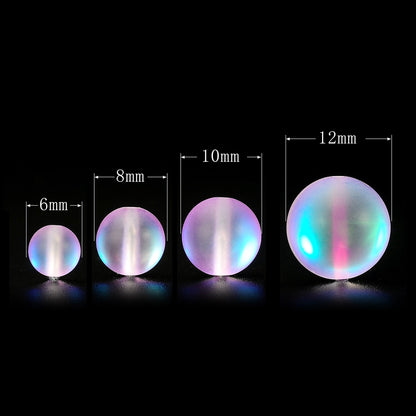 RUBYCA 12mm Round Moonstone Matte Crystal Glass Beads Aura for Jewelry Making Purple, 1 Strand