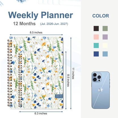 Planner 2026-2027, Weekly and Monthly Academic Planner, July 2026 - June 2027, Hardcover Calendar Agenda Book for School Year Planning, School Supplies for Teacher and Student, A5(6.3'' x 8.5'')