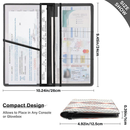 Kigai Aztec Car Registration and Insurance Holder for Women Men PU Leather Auto Glove Box Organizer Wallet Car Accessories for Essential Document Driver License ID Card