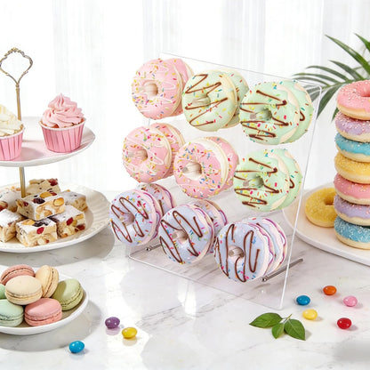 Hazyore Transparent Donut, 3 Piece Set Transparent Donut, Holder Dessert Table Decoration Prop, Perfect For Parties Wedding Christmas Birthday & New Year