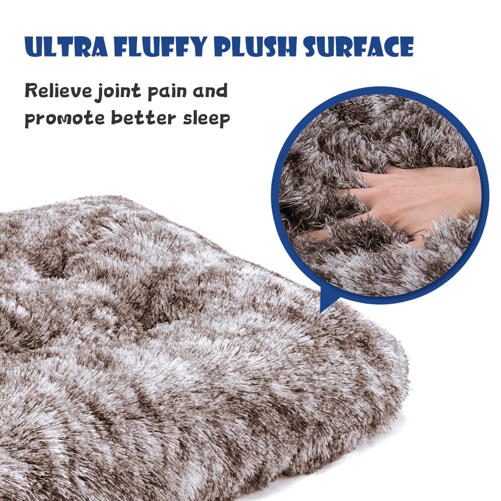 ULIGOTA Dog Bed Crate Pad Plush Soft Dog Crate Bed for Small Medium Large Dogs and Cats Washable Anti-Slip Kennel Crate Mats for Sleeping and Anti AnxietyS
