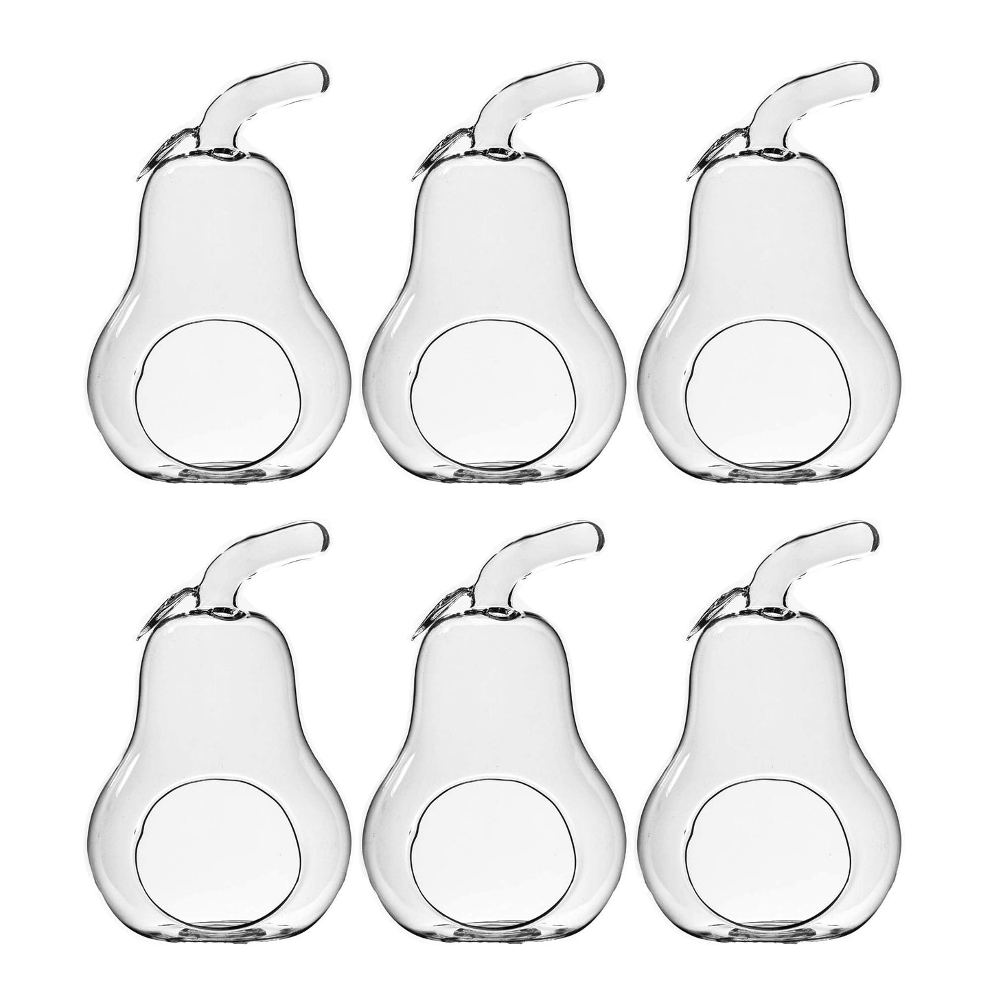 WGV Planter Terrarium Bulk, Width 5.5", Height 8", Clear Unique Pear Glass Vase Conatiner, DIY Planter Votive Candle Holder for Home Office Garden Decor, 6 Pieces