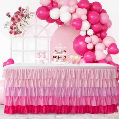 JEVIX Pink Table Skirt 6ft Tutu Table Skirt For Rectangle Table Birthday Party Decorations Baby Shower Girls Parties Cake Dessert Table Decorations Ruffle Table Skirting