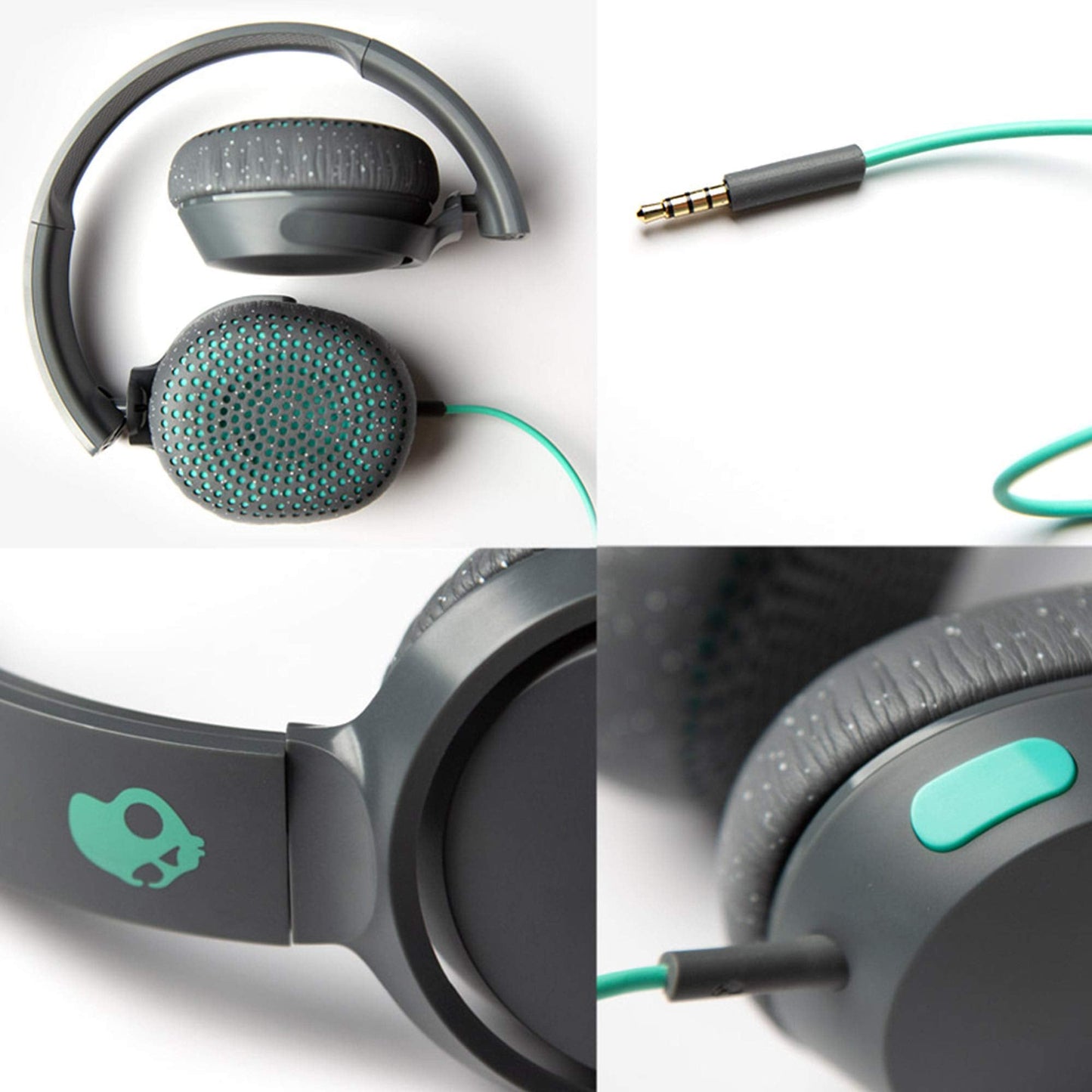 Skullcandy Riff On-Ear Wired Headphones, Convenient for Travel with 3.5mm AUX Plug, Built-in Microphone, Foldable Lightweight Comfortable Design, Durable Headband, Reliable Simplicity - Black