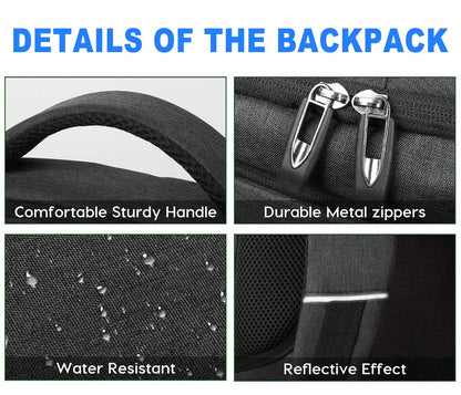 YAMTION School Backpack for Men Women Teen Boys,Bookbag Laptop Backpack with USB Port and Headphone Jack Water Resistant College SchoolBag for School Business Travel