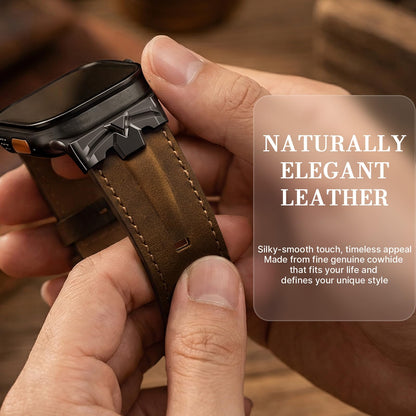 DABAOZA Leather Band Men Compatible for Apple Watch Ultra 3/2 Band 49mm 46mm 45mm 44mm,Genuine Leather Matel Replacement Strap for iWatch Ultra 3 2 1 Series 11 10 9 8 7 6 5 4 SE 3 2 1（Black/Walnut）