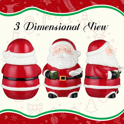 Nuogo Christmas Cookie Jar Ceramic Santa Snowman with Lids Ceramic Food Storage Container Jar for Christmas Cookies, Candy, Holiday Treats Xmas Gift Decorations (Chic Santa)