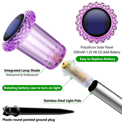 DenicMic Solar Halloween Lights Outdoor 10 Pack Waterproof Outside Lights for Yard Pathway Garden Driveway Walkway Landscape Path Lighting Purple LED Stainless Steel Stake Halloween Decor