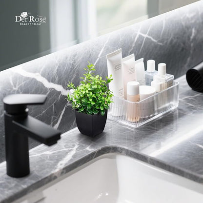 Der Rose 4 Pack Black Bathroom Decor Fake Plants Mini Artificial Greenery Potted Plants for Halloween Decor Indoor Office Table Room Farmhouse Decor