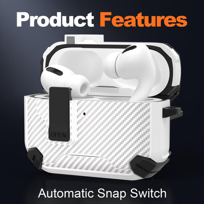 Maxjoy for AirPods Pro 3 Case Cover 2025 with Automatic Lock MagSafe, Compatible with Apple AirPod Pro 3rd Generation (Carbon Fiber White, AirPods Pro 3 Case Cover 2025)