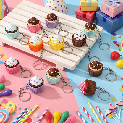 Kenning 12 Pcs Cupcakes Clicker Fidget Keychain Bulk 3D Sensory Clicker Fidget Decompression Button Stress Relief Gifts for Adults Coworkers Birthday Party Favors Goodie Bag Fillers