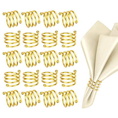 Gold Napkin Rings Set of 20, Round Metal Napkin Ring Holder, Napkin Cloth Holder Rings Gold Halloween Fall Thanksgiving Christmas Valentine Thankful Napkin Rings Coffee Dining Wedding Table Decor