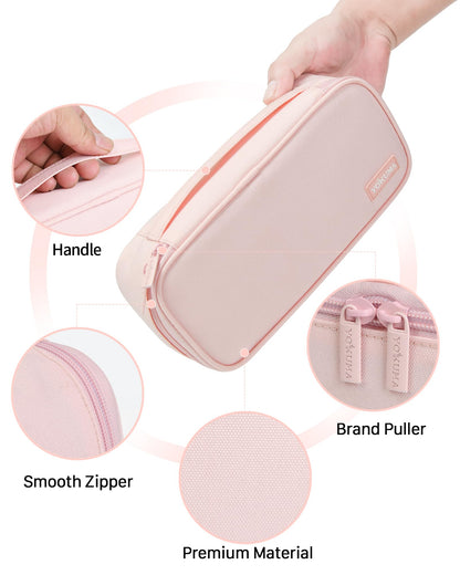 YOKUMA Cute Pencil Case for Girls, Large Pencil Pouch, Zipper Pencil Box, Aesthetic Pen Bag School Supplies for Student Teen College Adults, Pink