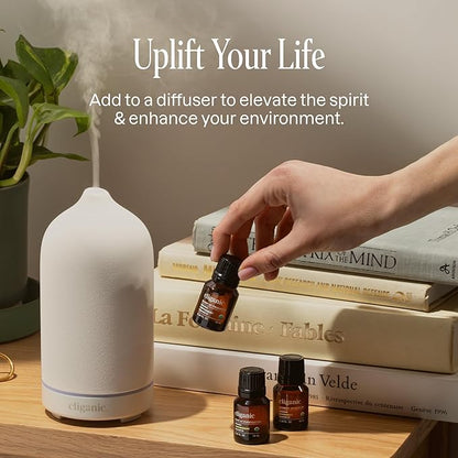 Cliganic Organic Aromatherapy Essential Oils Set (Top 6 - The Essentials), 100% Pure Natural - Peppermint, Lavender, Eucalyptus, Tea Tree, Lemongrass & Orange (Packaging May Vary)