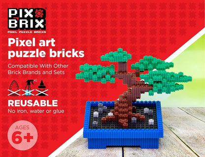 Pix Brix Pixel Art Puzzle Bricks - Pixel Puzzle of The Scream by Edvard Munch, 6,510 Pieces - Patented Colorful Slide + Stack Building Bricks to Recreate This Famous Painting, Builds Without Glue
