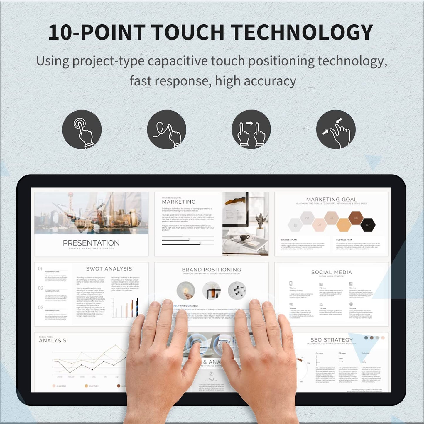TouchWo 27 inch Touch Screen PC Monitor, Intel i7, 8GB RAM, 512G SSD, 16:9 FHD 1080P, Win-11 Pro, Smart Board for Classroom, Meeting & Home, USB, VGA & HD-MI Monitor