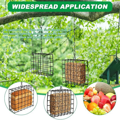 2Pcs Outdoor Suet Cage Bird Feeder, Suets Hanging Bird Feeder fo Attracting Birds, Single Suet Cake Capacity, Fruit Holder Style for Garden Yard Outside Hanging