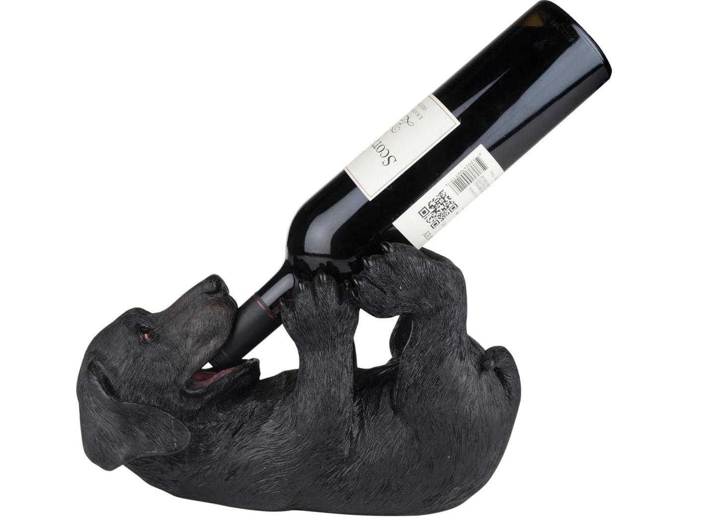True Lucky Lab Tabletop Wine Bottle Holder Countertop Centerpiece Labrador Kitchen Decor for Dog Lovers Barware Accessory Black
