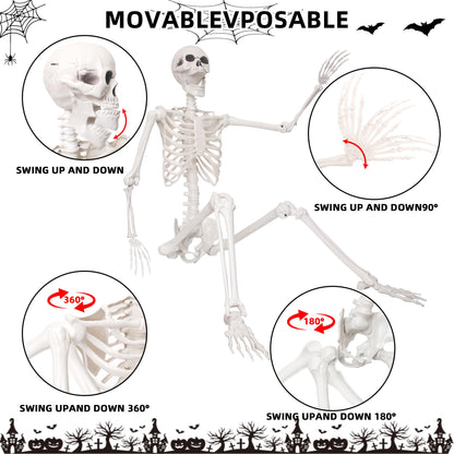 SHOCOSTO 5.4Ft Giant Skeleton Life Size Human Bones with Movable Joints for Halloween Props Decorations