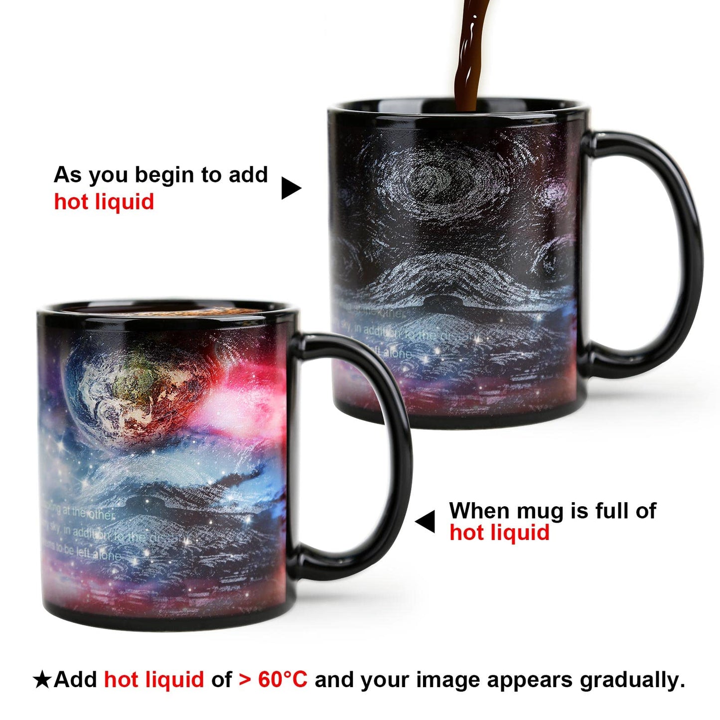 MUGKISS Color Changing Mug 12oz, Ceramic Heated Coffee Mug of Novelty Style, Gift for Family, Friends and Lover (Star Crossing B)