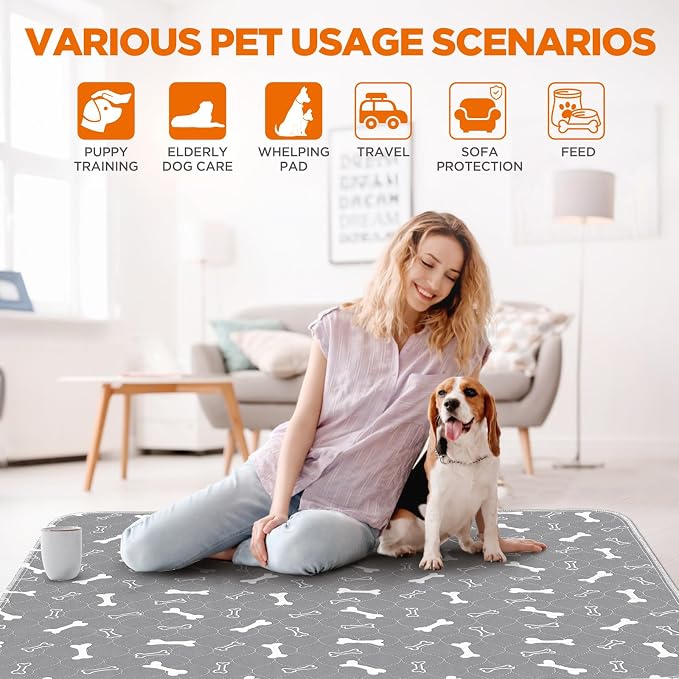 Washable Pee Pads for Dogs Large 48" x 48" 2-Pack Reusable Puppy Pads Pet Training Pads, Fast Absorb Dog Mats, Waterproof Whelping Pad, Non-Slip Protects Against Urine Leakage